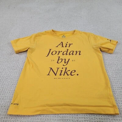 Air Jordan by Nike Shirt Boys Medium Yellow Dri-Fit Crew Neck Short Sleeve - Image 1 of 4