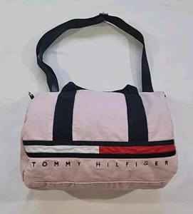 Tommy Hilfiger Spellout Logo Pink Mini Duffel Bag Carry Handles Adjustable Strap - Picture 1 of 16