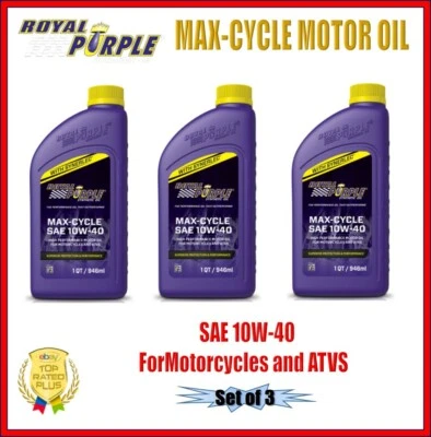 Royal Max-Cycle Motor Oil 10W-40 Motorcycle & ATV 1-Qt. Bottle Set of 3 01315 - Изображение 1 из 3