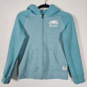 Roots Canada Kids Youth Boys 2XL 13-14 Years Long Sleeve Blue Full Zip Hoodie - Picture 1 of 9