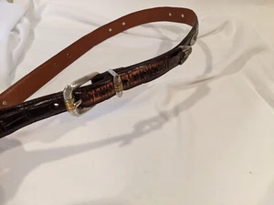 Arden Leather Co. Italian Croco Calfskin Brown Leather Western Belt Size 40 - Picture 1 of 7