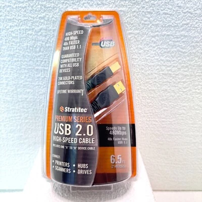 Stratitec USB 2.0 High-Speed Cable - 6.5 Foot - A to B Device Cable Printer - Image 1 of 4