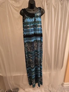 Neu mit Etikett New Directions 2X Maxikleid türkis/schwarz/weiß mit Perlenstickerei (#L174) - Bild 1 von 7