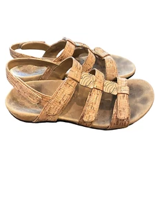 Vionic Sandals Size 7 Womens Amber Cork Adjustable Slingback Orthotic Flat Shoes - Picture 1 of 7