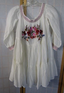 NWT Free People Ivory Boho Embroidered 3/4 Sleeve Short Dress Women's Size M - Picture 1 of 6