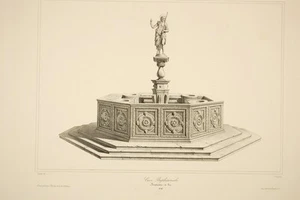 Cuve Baptismale Baptistère de Pise, sculpture, Toscane, Italie,litho XIX°S - Picture 1 of 1