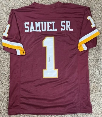 Deebo Samuel Sr Signed Custom Jersey Commanders Home Burgundy SIZE XL JSA - Image 1 of 2