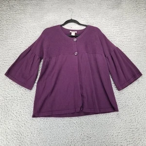 Suéter Kenar Mujer Grande Púrpura Manga 3/4 Campana Algodón Spandex Tejido Cárdigan - Imagen 1 de 9