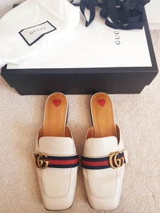 Gucci White Betis Glamour Web Trim White Slippers Mules UK 4.5 US 7.5 EU 37.5 - Picture 1 of 16