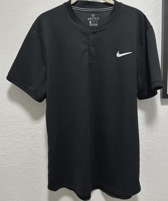 NIKE Men's Dri-Fit Henley Short Sleeve Black Shirt Size XL Exellent Condition - Image 1 of 4