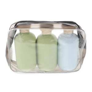 Set Imbottigliamento Portatile 3 Pezzi Bottiglie Pompa Airless Vacanze Viaggio - Foto 1 di 12
