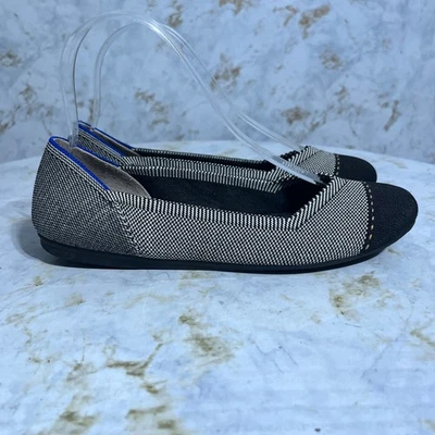 Zapatos planos de ballet Rothy's The Flat para mujer talla 7,5 grises negros con puntera de moda Foto 1 de 4