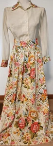 Vintage Toni Todd 70s Maxi Prairie Dress Embroidered Red Pink Floral Belt Small - Bild 1 von 19
