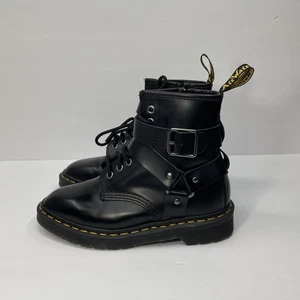 Dr Martens Boots Women's 6 Black Cristofor Leather Motorcycle Harness Buckle Doc - Bild 1 von 18