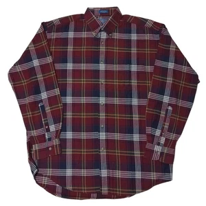 Pendleton Shirt M Men's Preppy Button Up Long Sleeve Red Plaid Pocket Cotton - Picture 1 of 5
