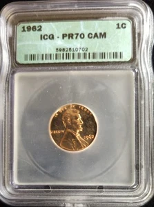 1962 LINCOLN CENT PROOF 1C PR70 RD CAMEO ICG - Picture 1 of 2