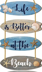 Beach Bathroom Decor Sign Blue Wall Inspirational Quotes  - Picture 1 of 8