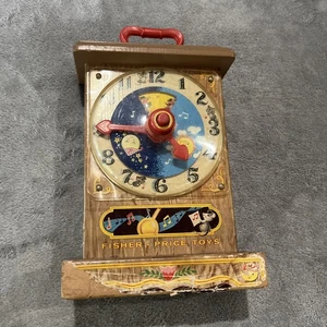 Orologio Vintage 1964 Fisher Price Toys Music Box Tick-Tock 10,5" FUNZIONANTE - Foto 1 di 17