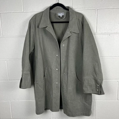 Opus 204 Seattle Women Size 2 100% Cotton Jacket Overcoat Gray Made Seattle USA - Image 1 of 4