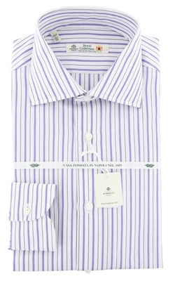 Camisa listrada roxa Luigi Borrelli - Fina - 15.5/39 - (LB2003PU) - Imagem 1 de 4