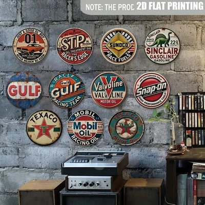 Lote de 11 letreros metálicos estilo gasolina motor aceite vintage para bomba de gas Foto 1 de 4