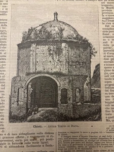 Abruzzi - CHIETI antico tempio di Diana.antica incisione xilografia 1891 PREMOLI - Foto 1 di 7