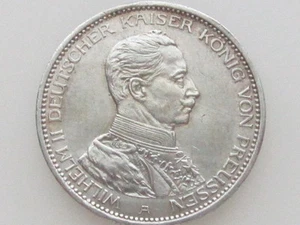 1914-A KAISER WILHELM II KÖNIG PREUSSISCH/DEUTSCHE STAATEN 0,900 SILBERMÜNZE KM#538 - Bild 1 von 7