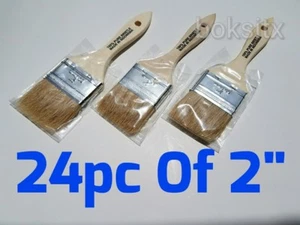 24 pc 2" Chip Brush Brushes Disposable Paint Glue Touchups 100% Pure Bristle - Picture 1 of 2