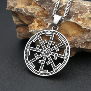 Slavic Kolovrat Sun Wheel Necklace Stainless Steel Necklace - Bild 1 von 7