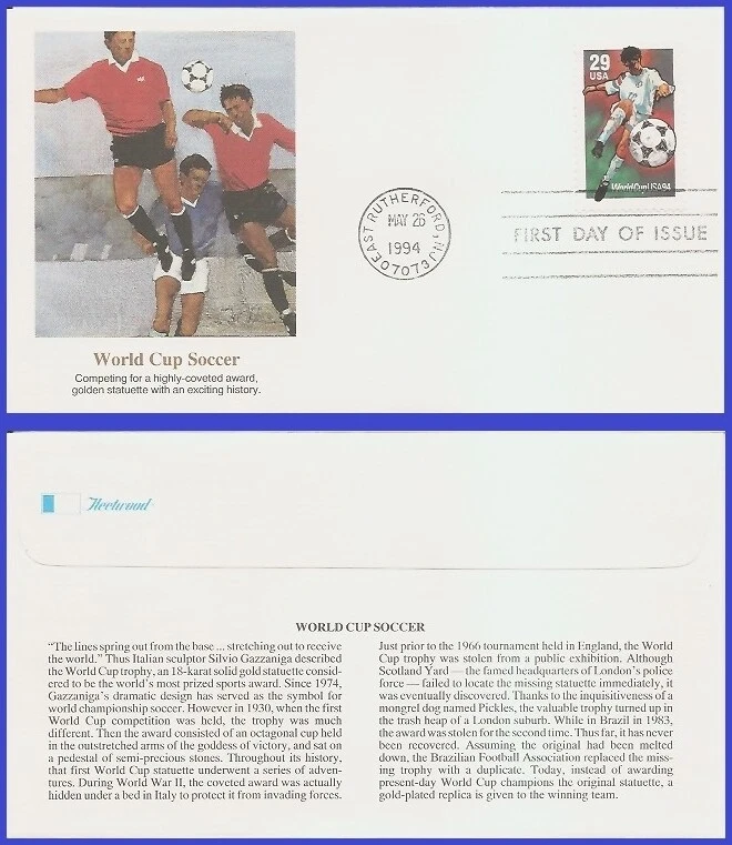 USA4 #2834 U/A FLEETWOOD FDC   Football Soccer Player Kicking - Image 1 of 1