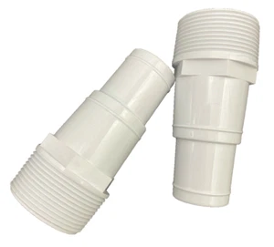 2 Pool Filter Pump HOSE ADAPTER 1 1/4"-1 1/2" Thread 1.5" Fitting PVC White - Picture 1 of 5