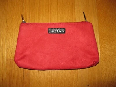 LANCOME Red Faux Suede Makeup Bag Cosmetic Bag Travel Pouch NWOT - Image 1 of 4