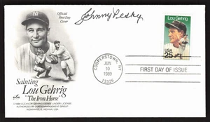 JOHNNY PESKY Signed Baseball Saluting Lou Gehrig FDC Cachet Boston Red Sox Auto - Picture 1 of 2