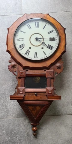 Large Anglo American 8 Day Striking Walnut Wall Clock Cover