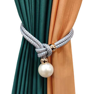 2Pcs Curtain Holdback Durable Wear-resistant Magnetic Pearl Ball Curtain Tieback