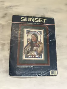Sunset Cross Stitch Kit Noble Reflections Native American Women w LIONS 9"x14 - Picture 1 of 5