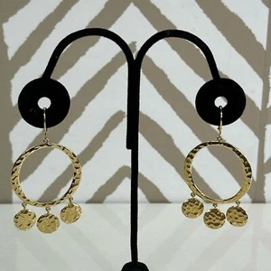 Nuevos hermosos pendientes gitanos colgantes de oro martillado de moda - Imagen 1 de 4