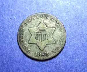 1853 Three Cent Silver Good CUD - Picture 1 of 2