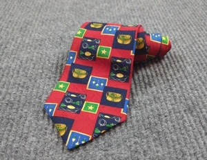 Tommy Hilfiger Tie Men Red Blue Silk Fly Fishing Outdoor USA Italy Business  - Picture 1 of 8