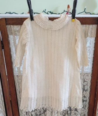 Lote # 5 Vestido Vintage Eduardiano Niñas Blanco Crochet Encaje Museo Desacceso Foto 1 de 4