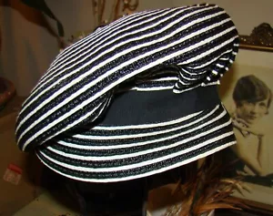 Ladies Blue White Brim Tilt Newsboy Cabby Type JOY DORCEY NY Union USA Dress Hat - Picture 1 of 9