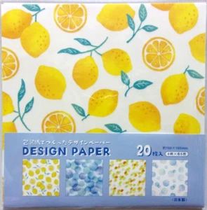 LAULEA Lemon Fruits 4 Design Origami Paper Made in Japan 20 sheets - Bild 1 von 3
