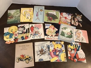 Vintage Lot 16 Used Greeting Cards 50s 60s Norcross Paramount Miller Die Cut - Picture 1 of 5