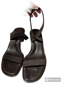 Donald J. Pliner BROWN Stretchy Strap 3" Heeled Sandals  Sz 9.5 M GOOD Condition - Picture 1 of 9