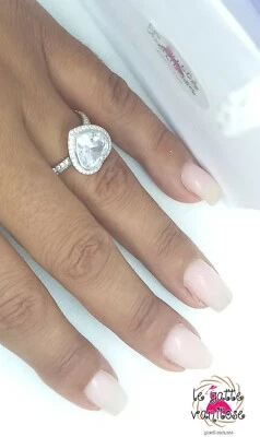 Anello donna argento 925 con zirconi e Cuore . anello solitario cuore.  veretta - Immagine 1 di 4