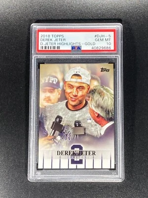 2018 Topps Series 1 DEREK JETER Highlights #DJH-5 SSP GOLD /50 PSA 10 POP 1 - Image 1 of 2