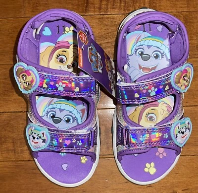 Sandalias Paw Patrol Skye & Everest Niñas Púrpura Zapatos Talla 11 Nuevas Foto 1 de 4