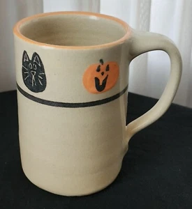 Tazza da caffè alta Halloween zucca gatto pipistrello 16 oz ceramica arte BOO! Fondo interno - Foto 1 di 7