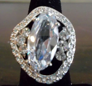 Park Lane AWARD RING - Silver w/ CZ's - SPECTACULAR - Size 10 - STATEMENT!! - Picture 1 of 4