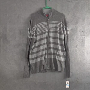 Alfani Full Zip Sweater Men's Size XL Slim Fit Gray Striped NWT - Picture 1 of 11